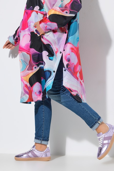 Functionele regencape, unisex, print, capuchon