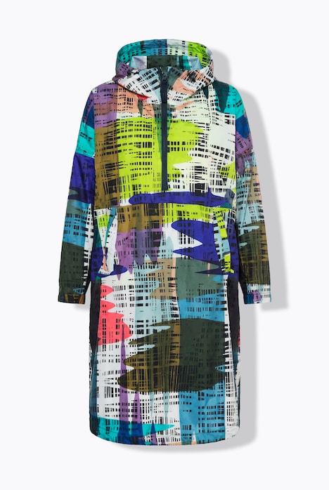 Functionele regencape, unisex, print, capuchon
