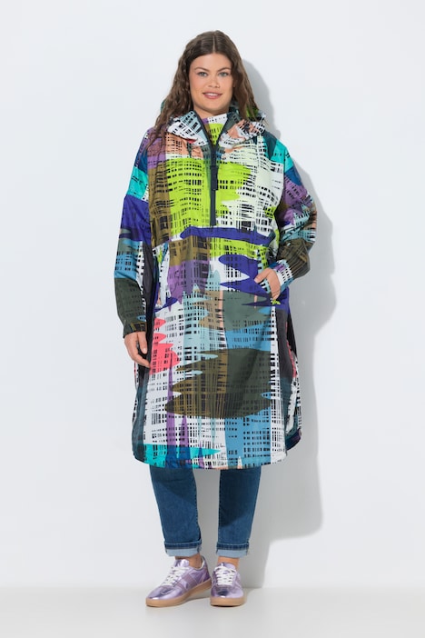 Functionele regencape, unisex, print, capuchon