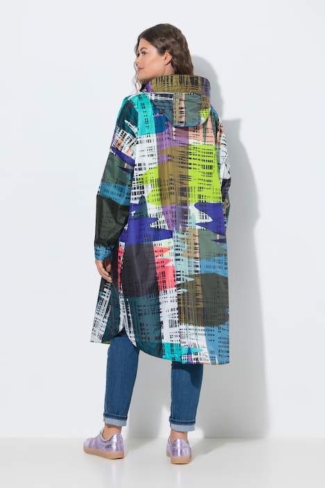 Functionele regencape, unisex, print, capuchon
