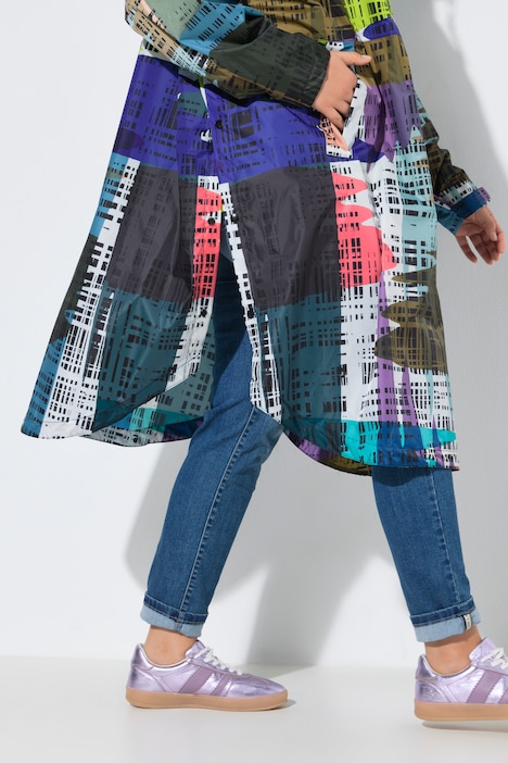 Functionele regencape, unisex, print, capuchon