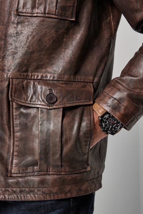 Lederjacke, Leder, echtes Lammnappa, Vintage Look, bis 7 XL