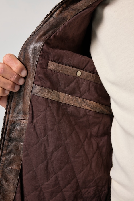 Lederjacke, Leder, echtes Lammnappa, Vintage Look, bis 7 XL