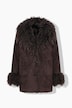 Suede-Jacke, Veloursleder-Optik, A-Linie, Reverskragen