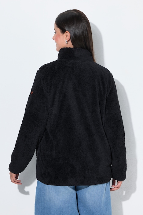 Fleecejacke, Teddyfleece, Stehkragen, Langarm