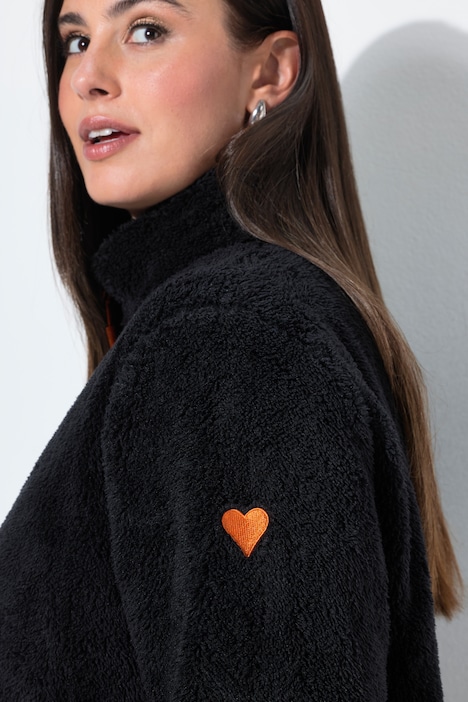 Fleecejacke, Teddyfleece, Stehkragen, Langarm
