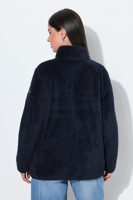 Fleecejacke, Teddyfleece, Stehkragen, Langarm