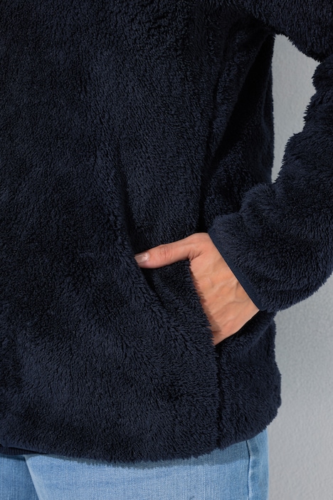 Fleecejacke, Teddyfleece, Stehkragen, Langarm
