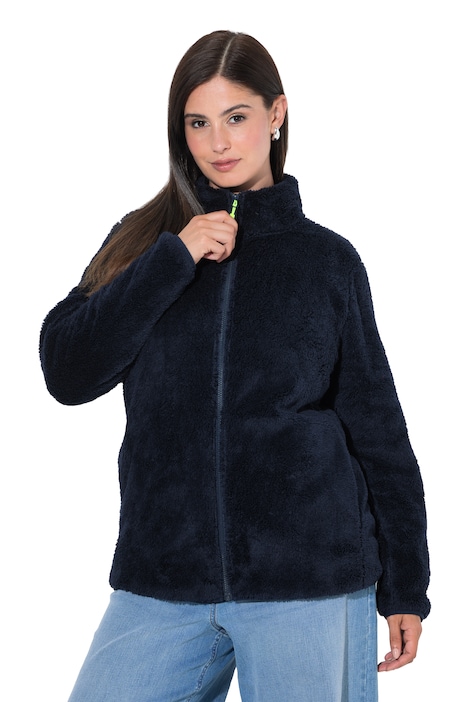 Fleecejacke, Teddyfleece, Stehkragen, Langarm