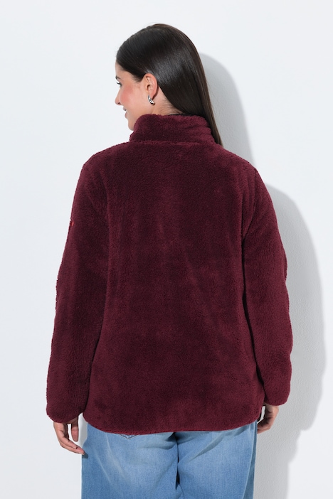 Fleecejacke, Teddyfleece, Stehkragen, Langarm