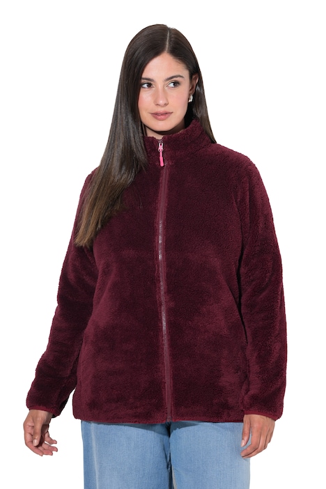 Fleecejacke, Teddyfleece, Stehkragen, Langarm