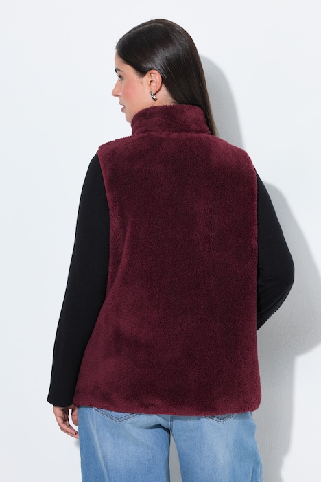 Fleece-Weste, Kuschelfleece, Stehkragen, ärmellos