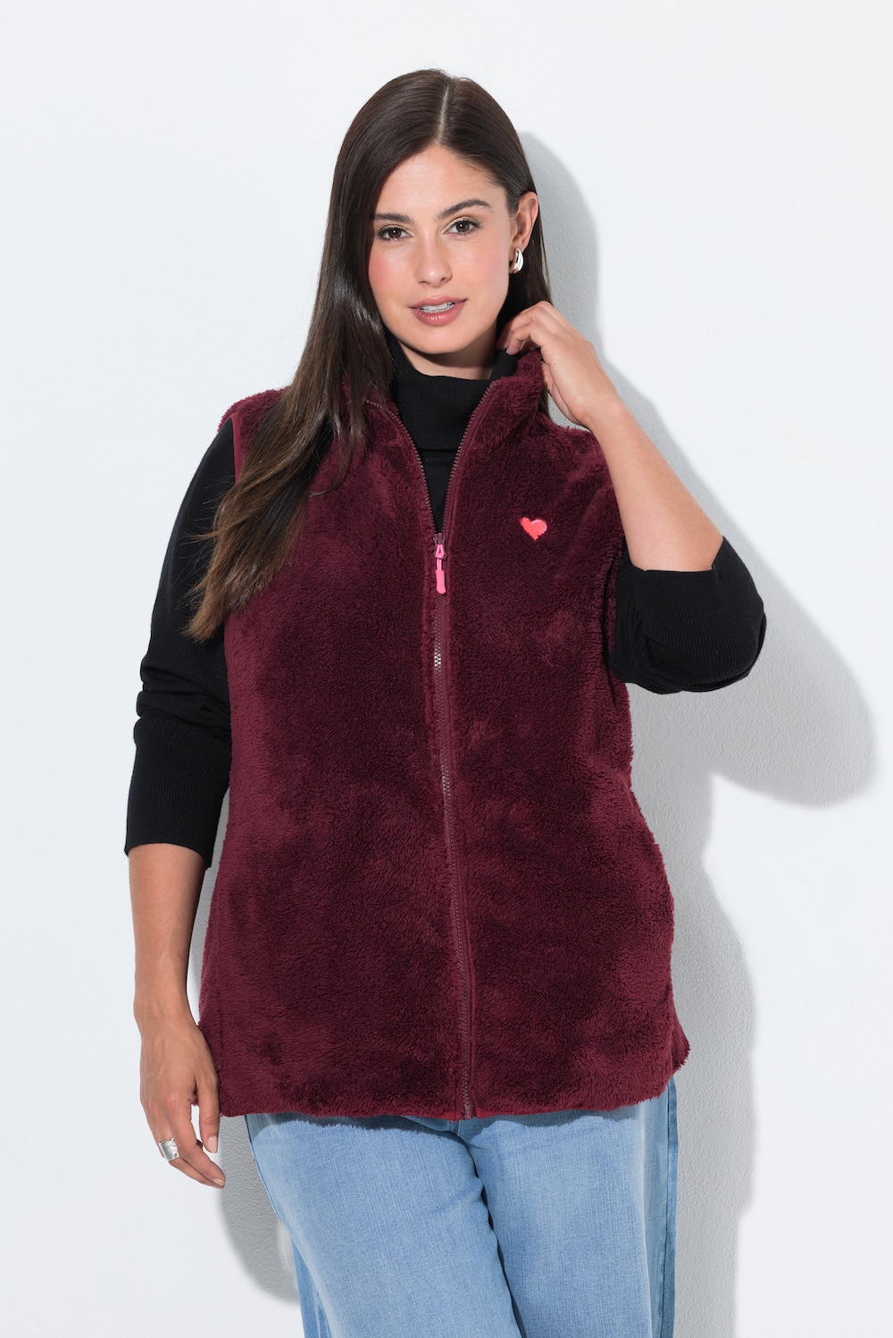 Fleece-Weste, Kuschelfleece, Stehkragen, ärmellos