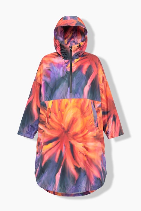 Functionele regencape, unisex, print, capuchon