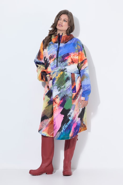 Functionele regencape, unisex, print, capuchon