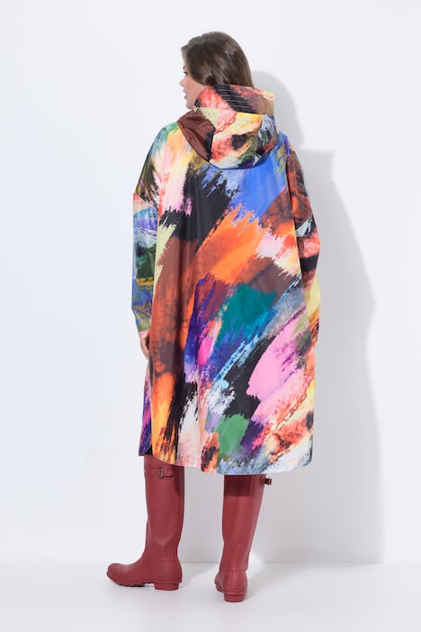 Functionele regencape, unisex, print, capuchon