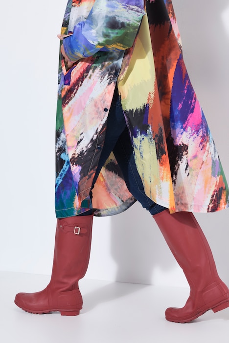 Functionele regencape, unisex, print, capuchon