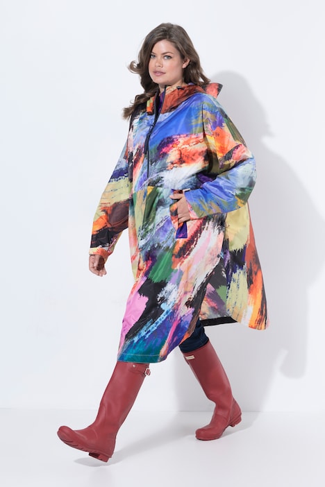 Functionele regencape, unisex, print, capuchon