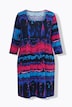 Jerseykleid, Batikmuster, A-Linie, Carré-Ausschnitt, 3/4-Arm