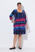 Jerseykleid, Batikmuster, A-Linie, Carré-Ausschnitt, 3/4-Arm