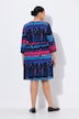 Jerseykleid, Batikmuster, A-Linie, Carré-Ausschnitt, 3/4-Arm