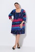 Jerseykleid, Batikmuster, A-Linie, Carré-Ausschnitt, 3/4-Arm