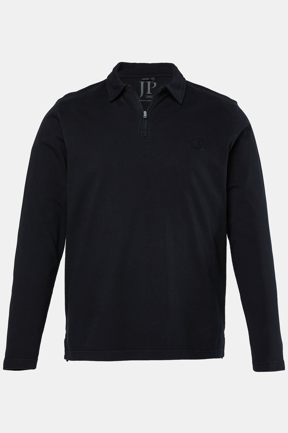 Langarm-Poloshirt, Polokragen mit Zipper, Vintage Look, bis 8 XL