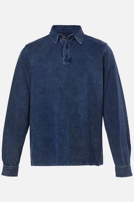 Langarm-Poloshirt, Piqué, Indigo-Färbung, bis 8 XL