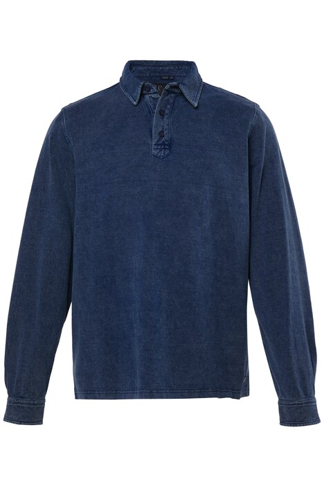 Polokošile s dlouhými rukávy, piké, barveno indigem, do vel. 8XL