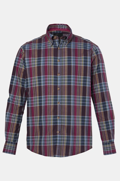 Ternet skjorte, langærmet, skjult button-down krave, moderne pasform, op til 8 XL