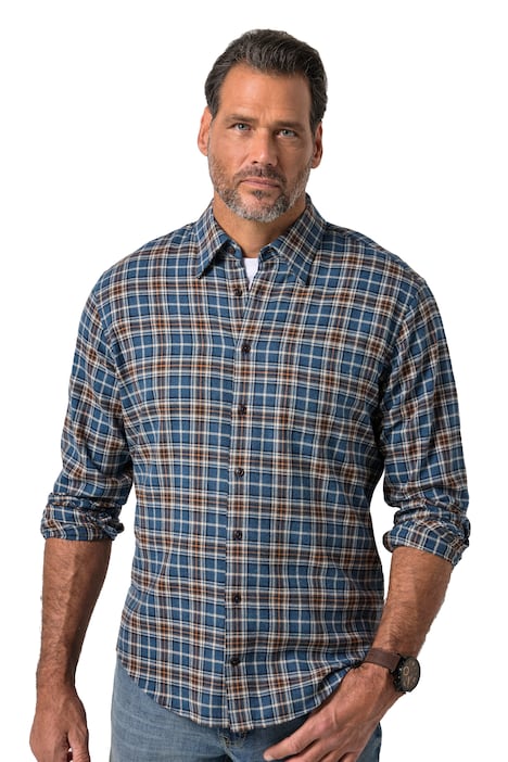 Kostkovaná košile, dlouhé rukávy, flanel, moderní střih, do vel. 8XL