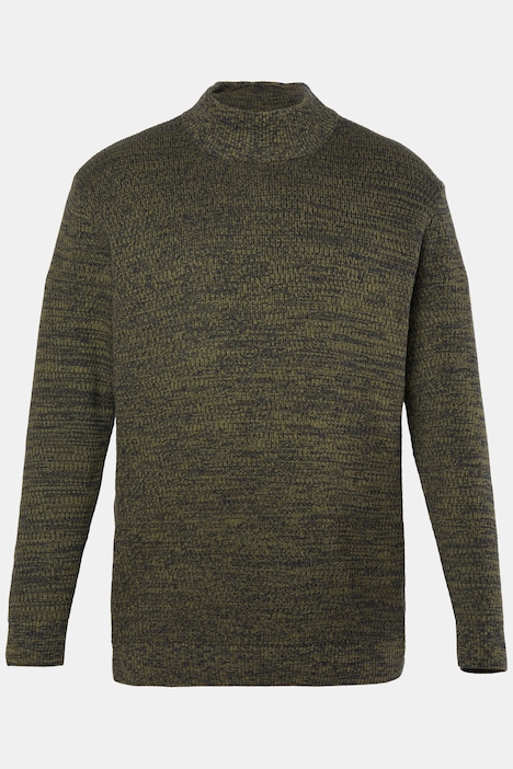 Jumper, tofarvet grovstrik, ståkrave, op til str. 7XL