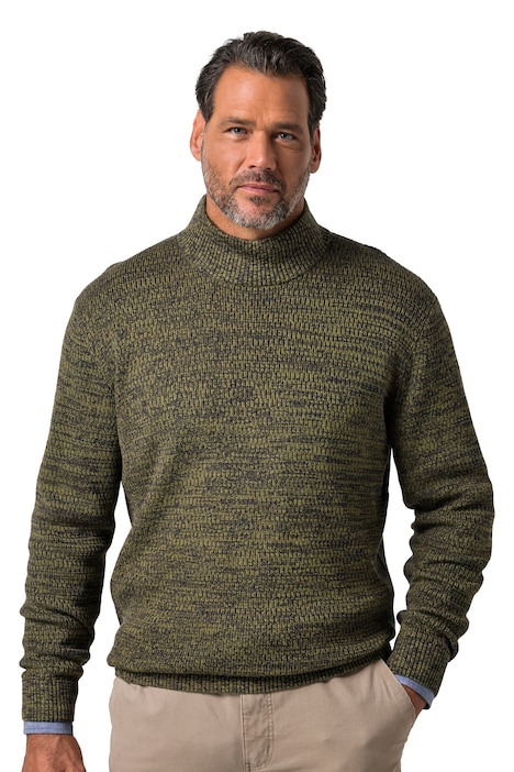 Pulovr, dvoubarevný hrubý úplet, stojáček, do vel. 7XL
