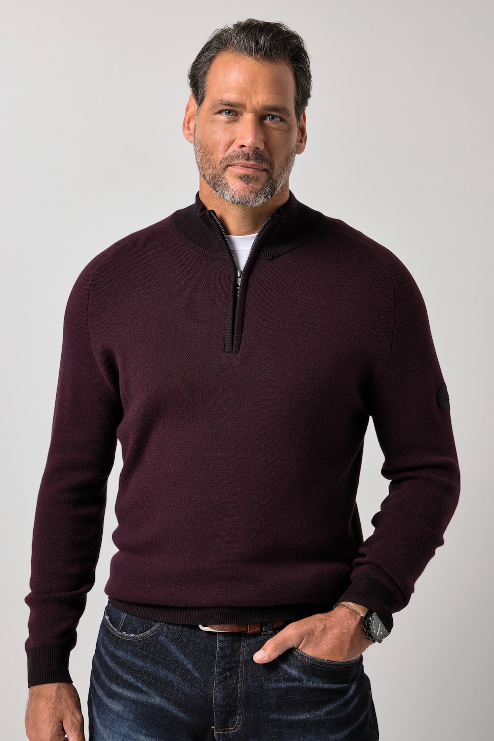 Troyer, CashmereTouch, Stehkragen mit Zipper,bis 7 XL
