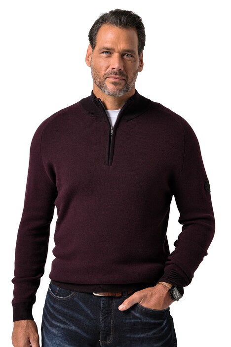 Mikina se stojáčkem a krátkým zipem, CashmereTouch, stojáček se zipem, do vel. 7XL
