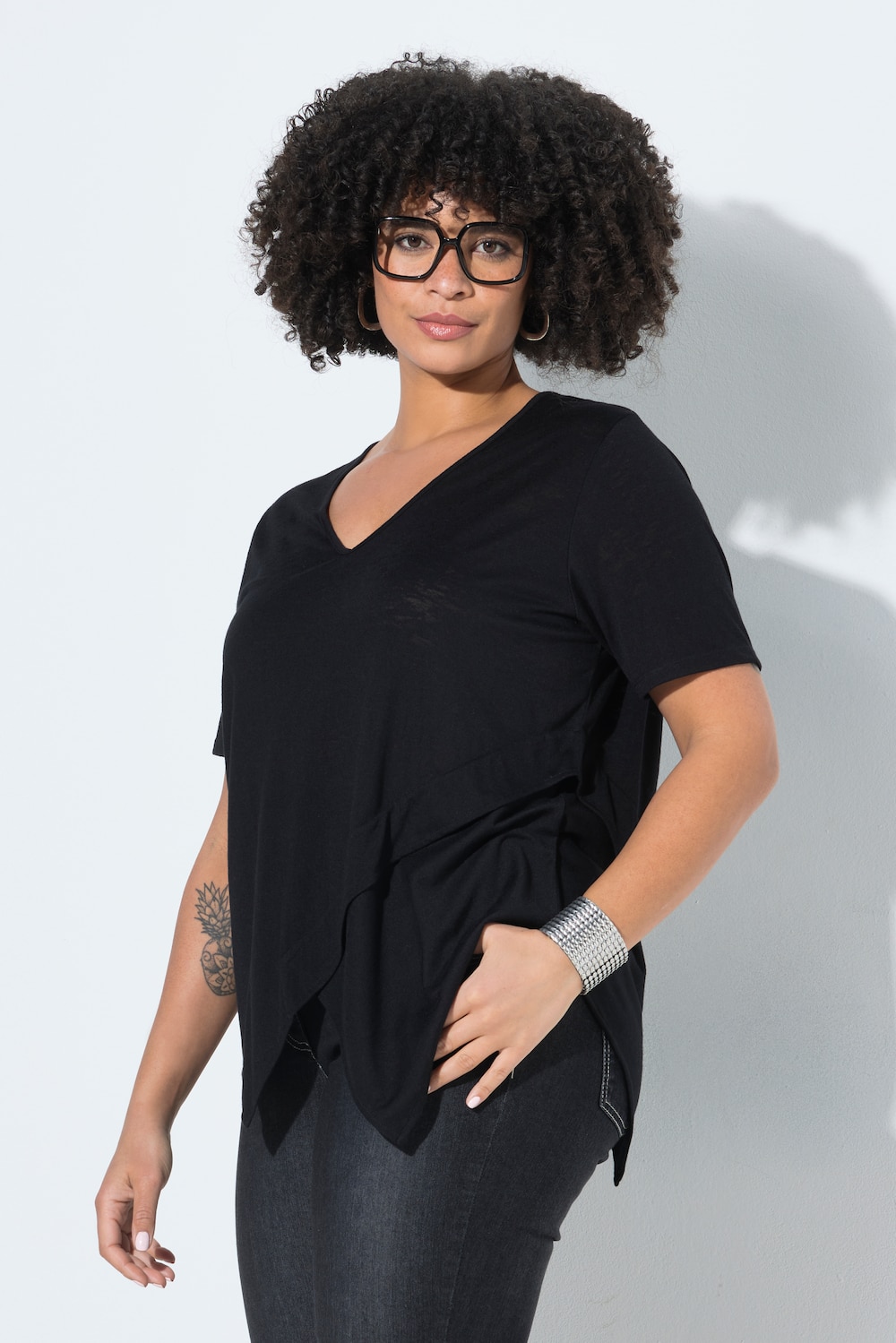 Overhemdblouse, jersey met leo burnout-effect