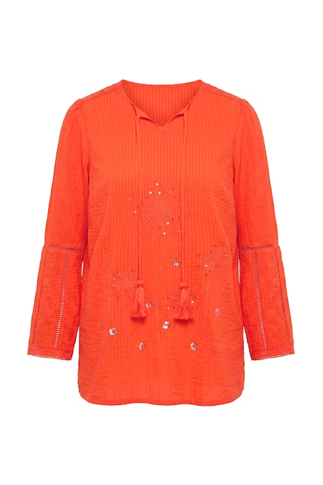 Halenka, áčkový střih, výšivka s flitry, dlouhé rukávy