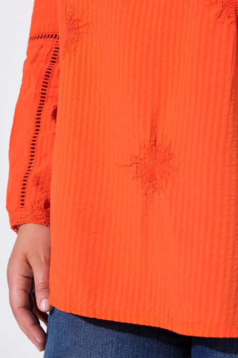 Bluse, A-Linie, Pailletten-Stickerei, Langarm