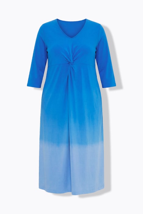 Jerseykleid, Batikmuster, A-Linie, V-Ausschnitt, 3/4-Arm
