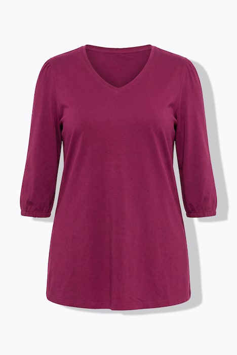 Longshirt, Puffärmel, V-Ausschnitt, 3/4-Arm