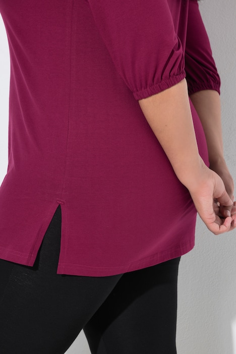 Longshirt, Puffärmel, V-Ausschnitt, 3/4-Arm