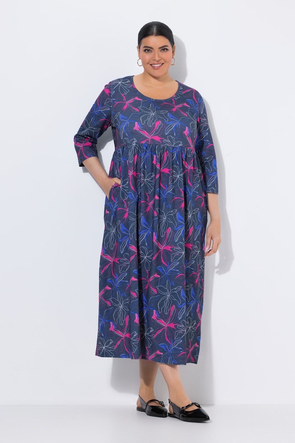Jerseykleid, A-Linie, Rundhals, 3/4-Arm, Taschen