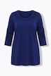 Longshirt, bestickter Rundhalsausschnitt, 3/4-Arm