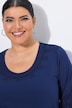 Longshirt, bestickter Rundhalsausschnitt, 3/4-Arm