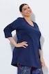 Longshirt, bestickter Rundhalsausschnitt, 3/4-Arm
