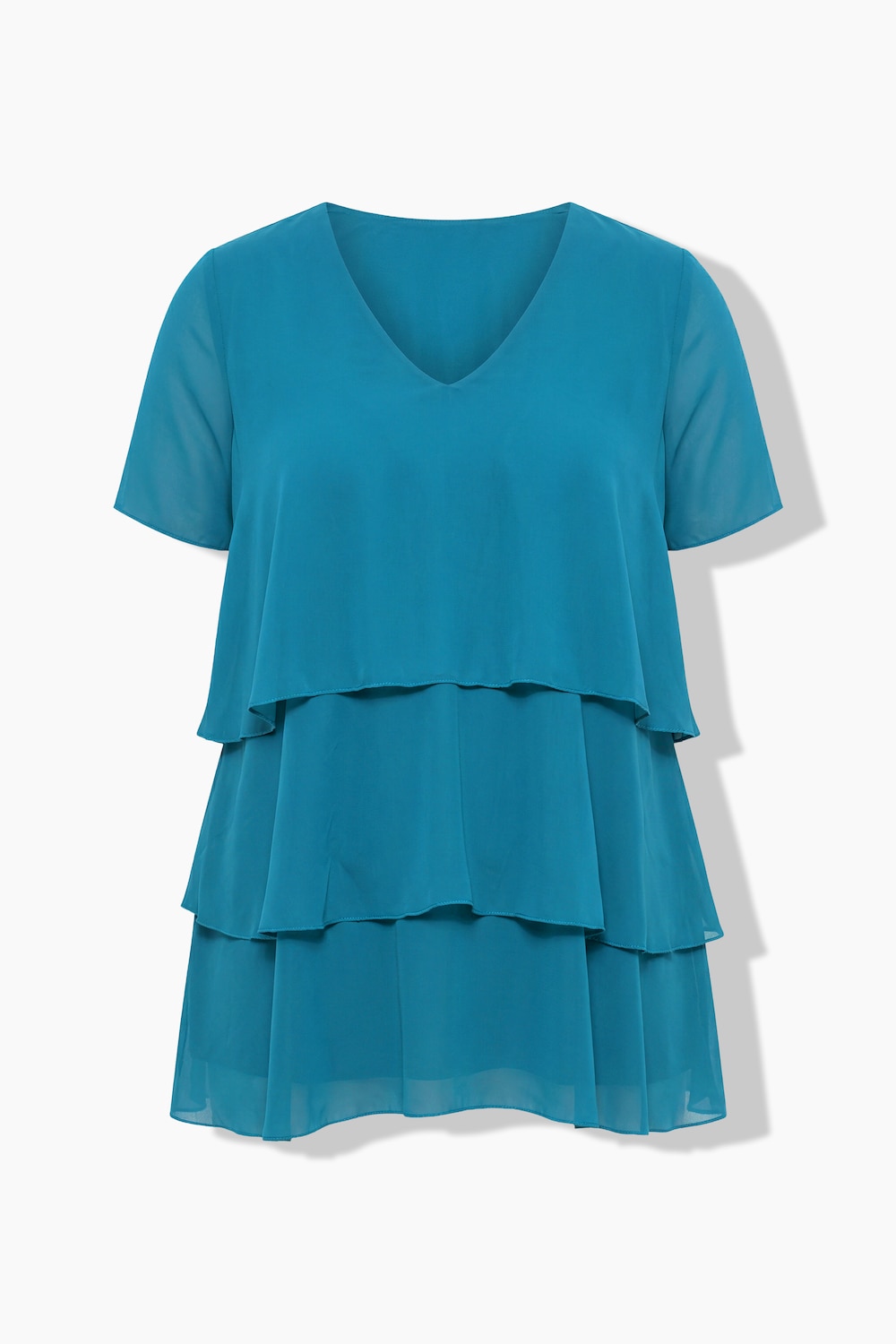 Stora storlekar Blus i A-linjemodell, Dam, blå, storlek: 46, Polyester/Viskos, Mia Moda