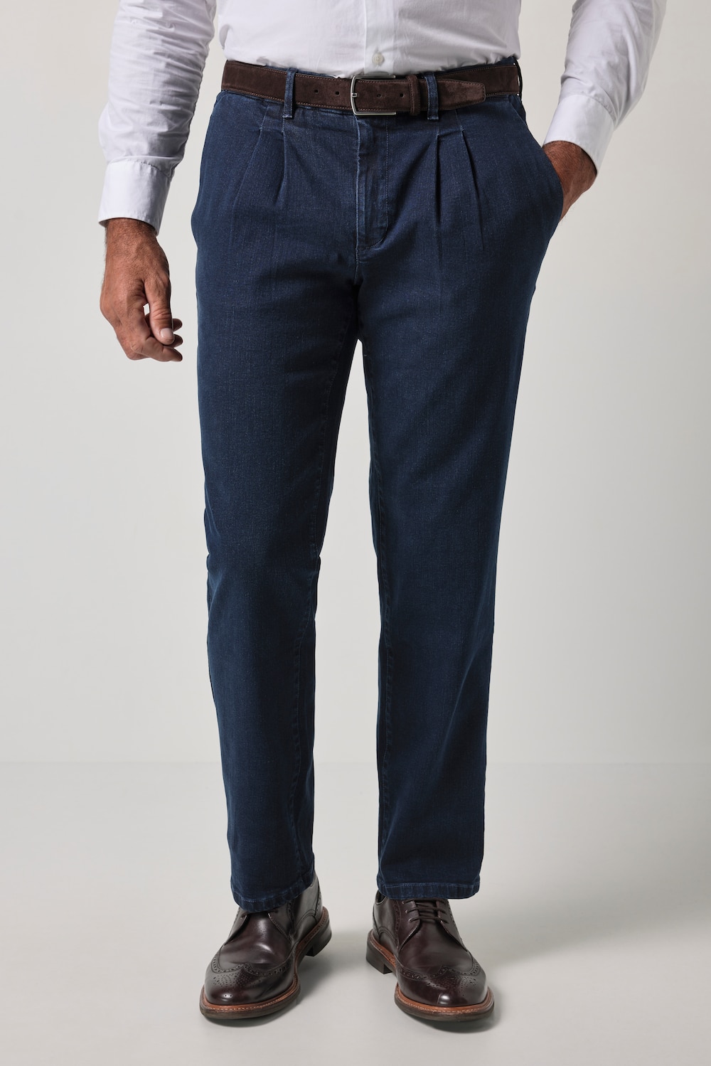 Chino jeansFLEXNAMIC®, denim, mavevenlig pasform, tilspidset løs pasform, op til størrelse 72