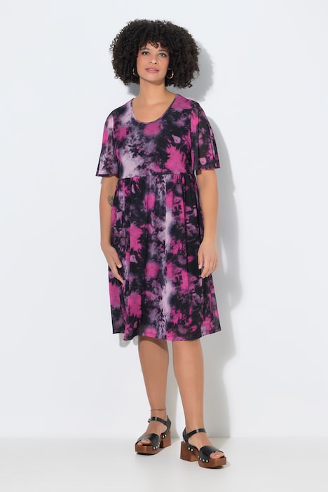 Mesh-Kleid, A-Linie, Batik-Muster, Unterkleid