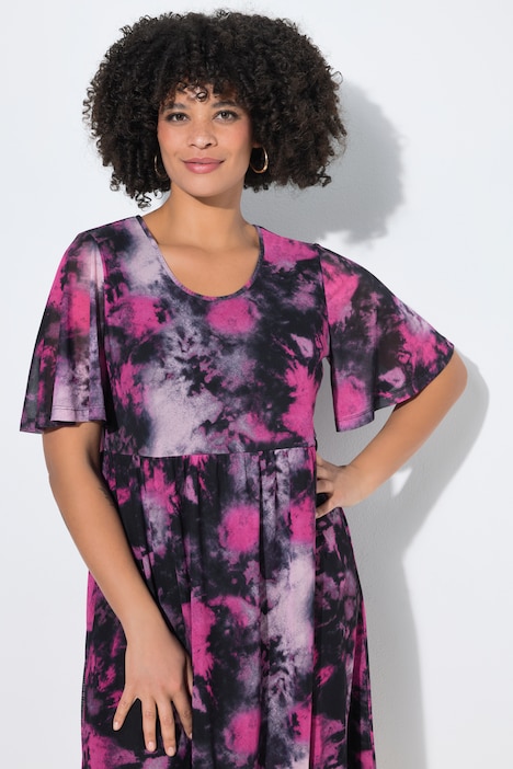 Mesh-Kleid, A-Linie, Batik-Muster, Unterkleid