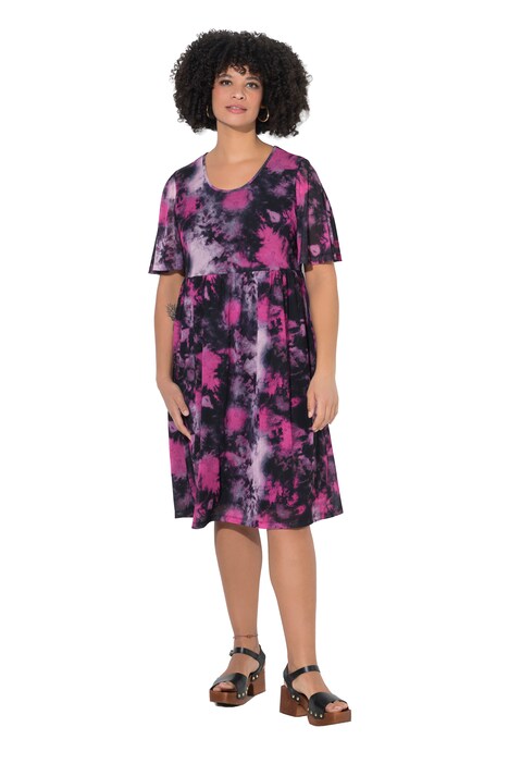 Šaty ze síťoviny, áčkový střih, s batikovaným vzorem a podšívkou